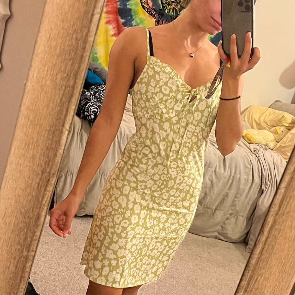 Shein green and white floral dress